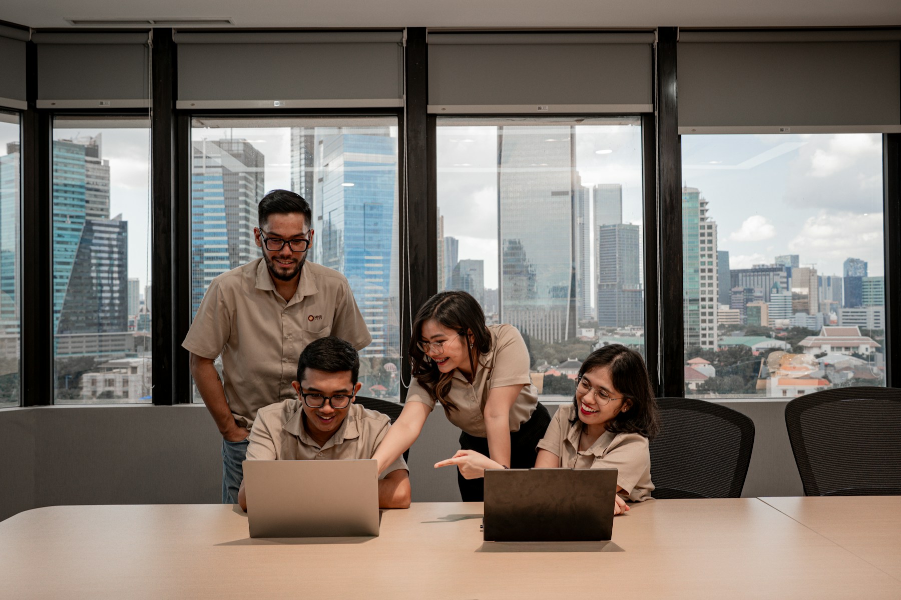 A team collaborating around a table